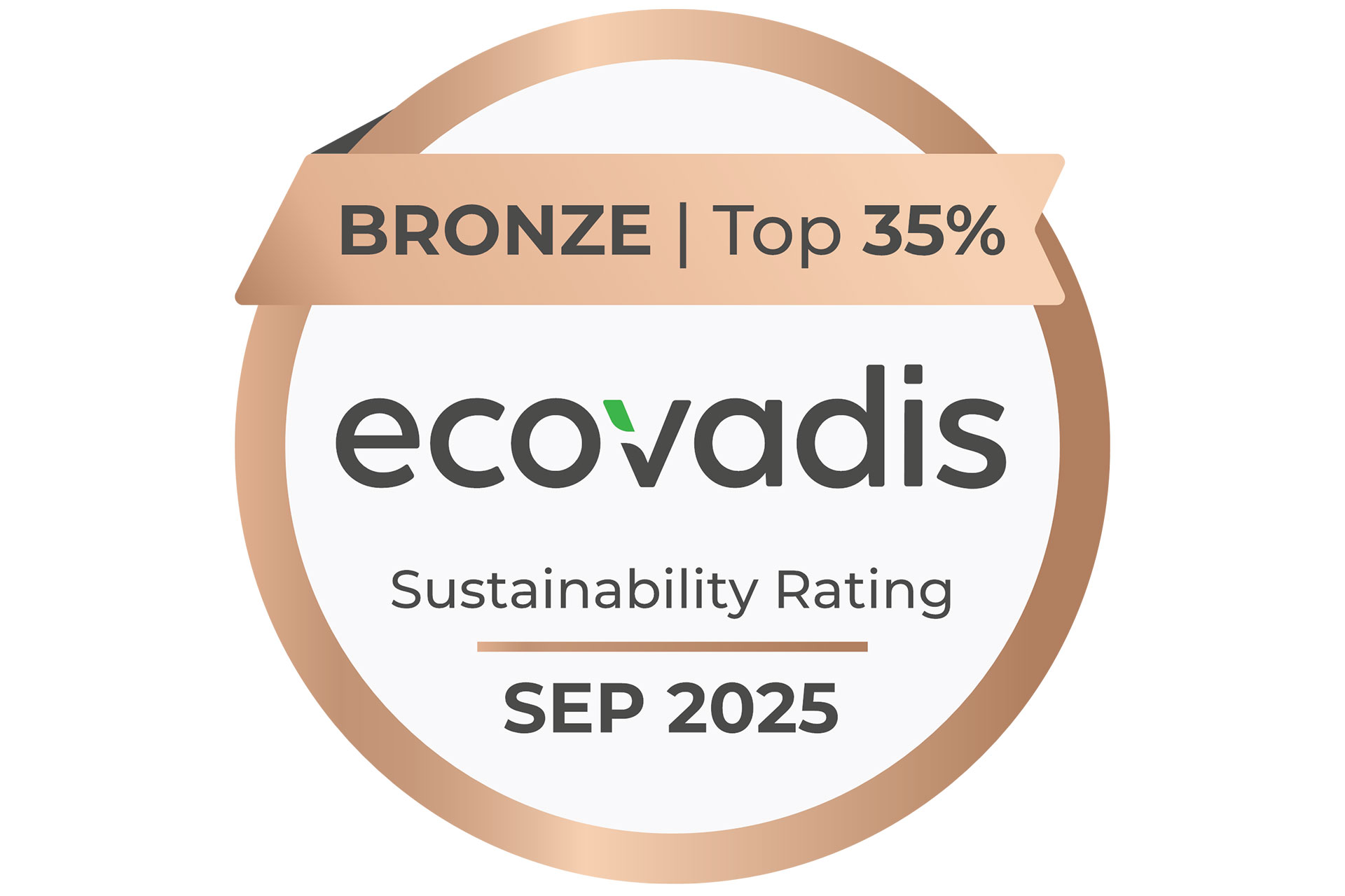 Ecovadis, bronze top 35%, sustainability rating, September 2025